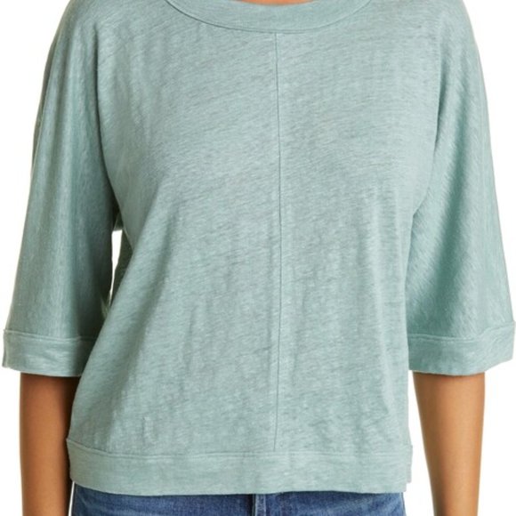 Club Monaco Green Linen Boxy Tee - Picture 3 of 7